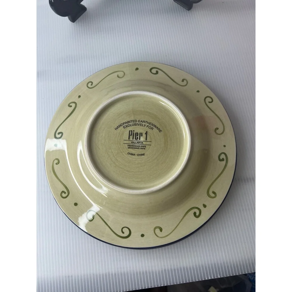 Pier‎ 1 Vallarta Handpainted Earthenware Plates Set of 2 Floral Salad Plates